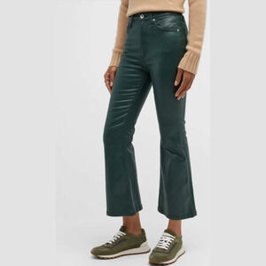 RAG & BONE CASEY HIGH-RISE ANKLE FLARE COATED JEANS GREEN NWT WOMEN'S SIZE 25